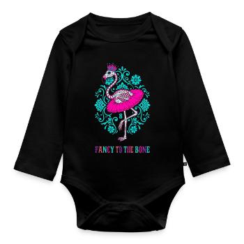 Fancy To The Bone 8e anniversaire Flamant rose - Body Bébé bio manches longues - noir - Devant