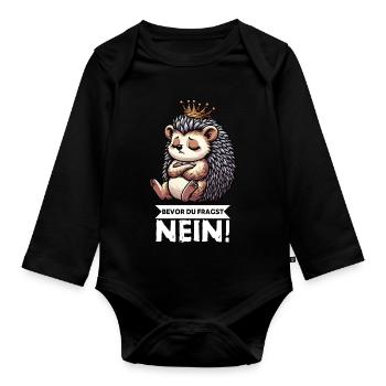 Bevor Du Fragst Igel Igelliebhaber Igelfan Stachel - Baby Bio-Langarm-Body - Schwarz - Vorne