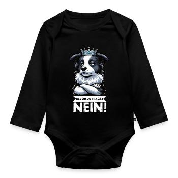 Avant que vous ne demandiez : Border Collie, Chien de Troupeau, Chien Collie - Body Bébé bio manches longues - noir - Devant