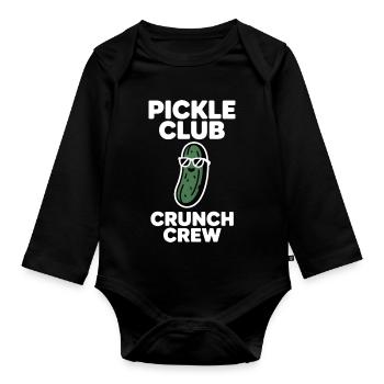 Pickle Club Crunch Crew Cucumber Humor - Organic Longsleeve Baby Bodysuit - black - Front
