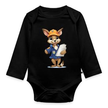 Hoppel Construction Worker Bunny - Organic Longsleeve Baby Bodysuit - black - Front
