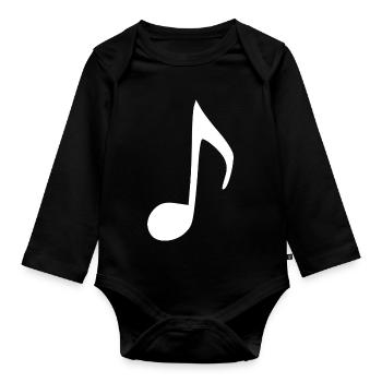 Musiknote weiß Musik - Baby Bio-Langarm-Body - Schwarz - Vorne