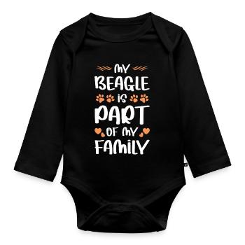 Mein Beagle – Teil der Familie - Baby Bio-Langarm-Body - Schwarz - Vorne