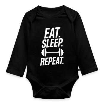 Dumbbell Weightlifting Workout Fitness Bodybuilding - Organic Longsleeve Baby Bodysuit - black - Front