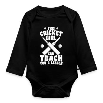 Kricketspielerin - Baby Bio-Langarm-Body - Schwarz - Vorne