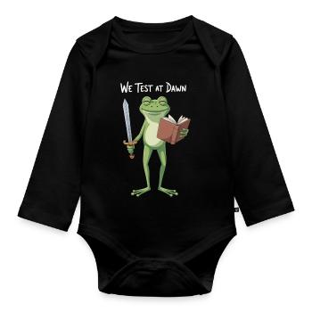 Grenouille de la Quête de l’Aube avec Livre - Body Bébé bio manches longues - noir - Devant