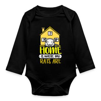 Rat, rat de maison, propriétaire de rats, amoureux des rats - Body Bébé bio manches longues - noir - Devant