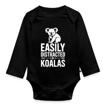 Dictons du koala Koalas Cadeau drôle de koala - Body Bébé bio manches longues - noir - Devant
