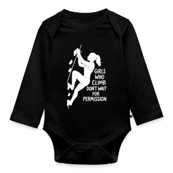 Silhouette de bloc : Chel-shirt des filles qui grimpent - Body Bébé bio manches longues - noir - Devant