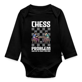 Schach Schachspieler Schachbrett - Baby Bio-Langarm-Body - Schwarz - Vorne