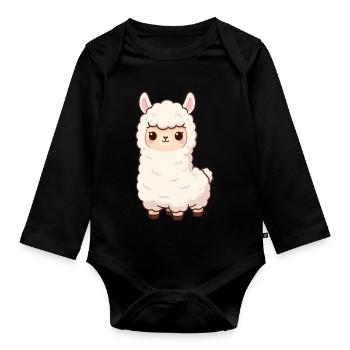 Alpaca Kawaii Gift Birthday - Organic Longsleeve Baby Bodysuit - black - Front