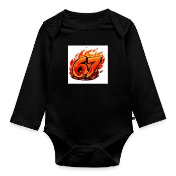 Fire Logo67 - Organic Longsleeve Baby Bodysuit - black - Front