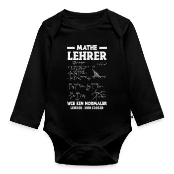 Mathe Lehrer Nur Cooler - Baby Bio-Langarm-Body - Schwarz - Vorne