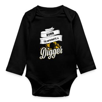 Bagger - Baby Bio-Langarm-Body - Schwarz - Vorne