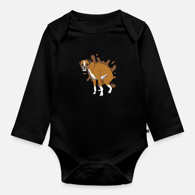 Caca de boxeur allemand pile de caca - Body Bébé bio manches longues - noir