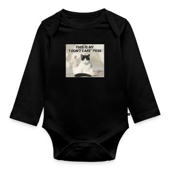C’EST MA POSE « JE M’EN FICHE » - Meme Cat - Body Bébé bio manches longues - noir - Devant