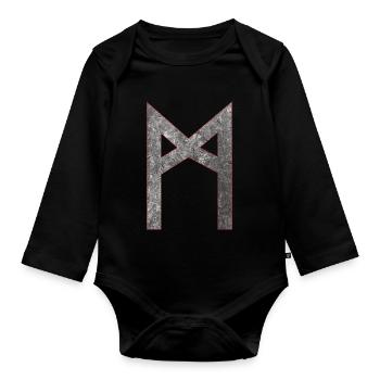 Rune Mannaz M - Body Bébé bio manches longues - noir - Devant
