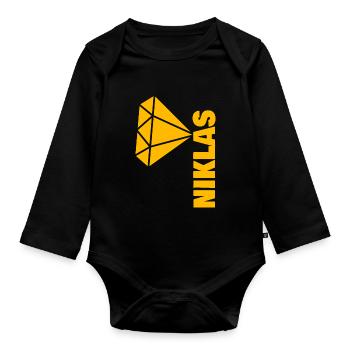 Gift for Niklas - Organic Longsleeve Baby Bodysuit - black - Front