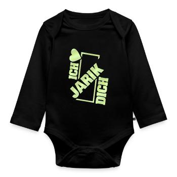 Geschenk für Jarik - Baby Bio-Langarm-Body - Schwarz - Vorne