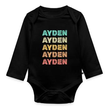 Geschenk für Ayden - Baby Bio-Langarm-Body - Schwarz - Vorne
