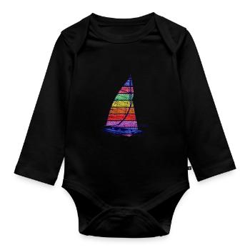 Catamaran Rainbow Freedom - Organic Longsleeve Baby Bodysuit - black - Front