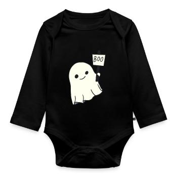 Le fantôme mignon si mignon - Body Bébé bio manches longues - noir - Devant