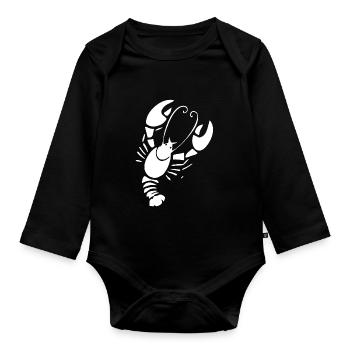 Cancer zodiac star constellation with sihouett - Organic Longsleeve Baby Bodysuit - black - Front