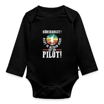 Pilot Flying Aviator Helicopter Helicopter - Organic Longsleeve Baby Bodysuit - black - Front