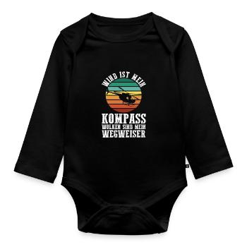 Pilot Flying Aviator Helicopter Helicopter - Organic Longsleeve Baby Bodysuit - black - Front