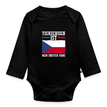 Tschechen Tschechisch Tschechien - Baby Bio-Langarm-Body - Schwarz - Vorne