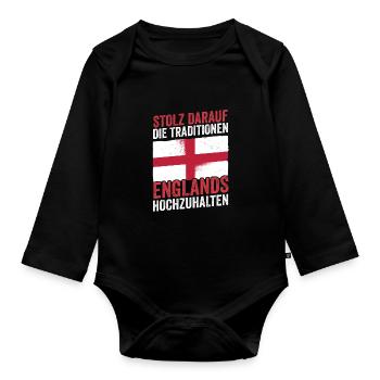 Großbritannien Engländer England - Baby Bio-Langarm-Body - Schwarz - Vorne