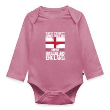 Great Britain English England - Organic Longsleeve Baby Bodysuit - mauve - Front