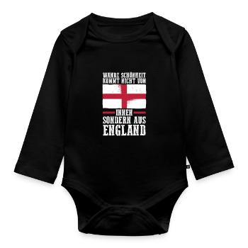 Grande-Bretagne Anglais Angleterre - Body Bébé bio manches longues - noir - Devant