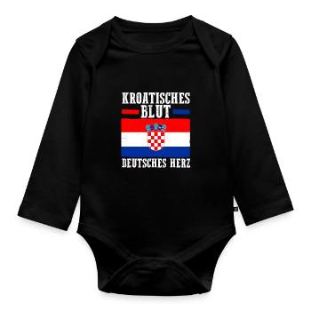 Kroate Kroatisch Deutschland Kroatien - Baby Bio-Langarm-Body - Schwarz - Vorne