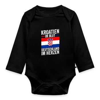 Kroate Kroatisch Deutschland Kroatien - Baby Bio-Langarm-Body - Schwarz - Vorne
