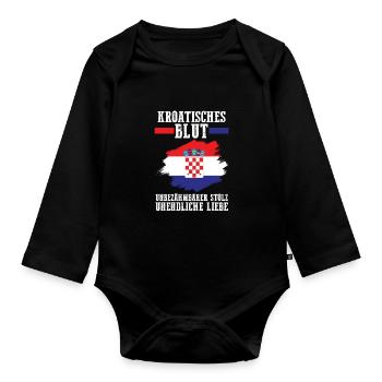 Kroate Kroatisch Kroatien - Baby Bio-Langarm-Body - Schwarz - Vorne