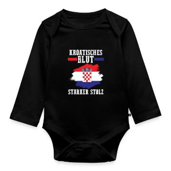 Kroate Kroatisch Kroatien - Baby Bio-Langarm-Body - Schwarz - Vorne