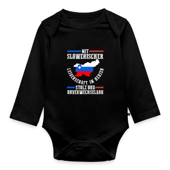 Slovènes Slovénie - Body Bébé bio manches longues - noir - Devant