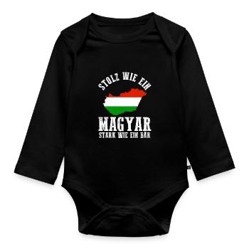 Ungar Ungarisch Ungarn - Baby Bio-Langarm-Body - Schwarz - Vorne
