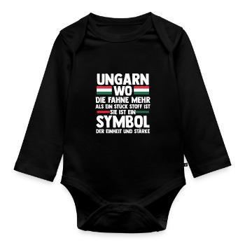 Ungar Ungarisch Ungarn - Baby Bio-Langarm-Body - Schwarz - Vorne
