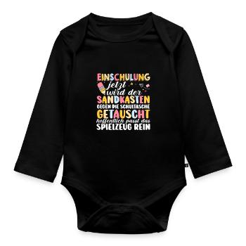 Erste Klasse Grundschule Schulbeginn Geschenk - Baby Bio-Langarm-Body - Schwarz - Vorne