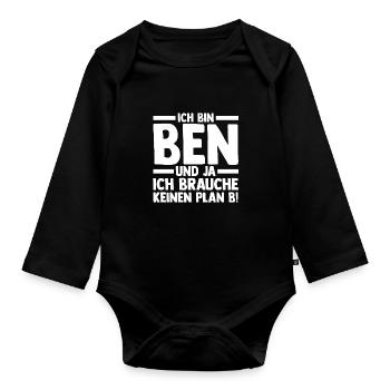 Vorname Ben - Baby Bio-Langarm-Body - Schwarz - Vorne