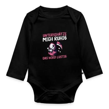 Underestimate me, it's going to be funny - Organic Longsleeve Baby Bodysuit - black - Front