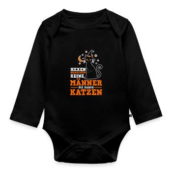 Chat Sorcière Halloween Costume Halloween - Body Bébé bio manches longues - noir - Devant