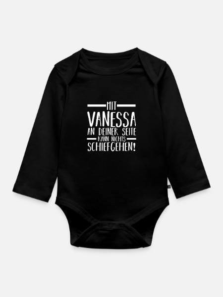 Vorname Vanessa - Baby Bio-Langarm-Body - Schwarz
