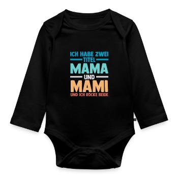 Mutter Stiefmutter Muttertag Mama - Baby Bio-Langarm-Body - Schwarz - Vorne