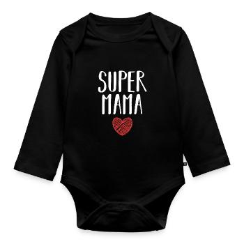 Maman Super-héroïne Maman - Body Bébé bio manches longues - noir - Devant