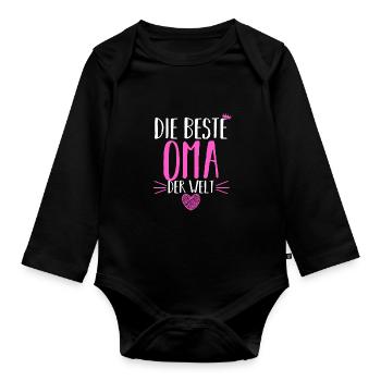 Großmutter Oma - Baby Bio-Langarm-Body - Schwarz - Vorne