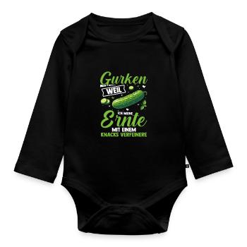 Jardinier Concombre Jardin fermier - Body Bébé bio manches longues - noir - Devant