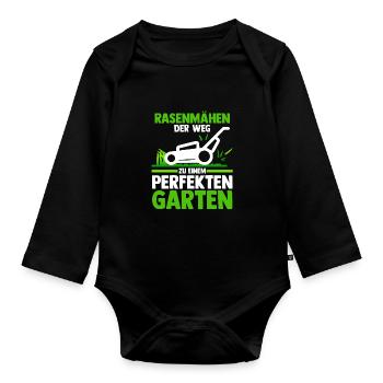 Gärtner Rasenmäher Bauer Garten - Baby Bio-Langarm-Body - Schwarz - Vorne